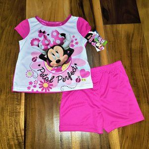 Disney Minnie Mouse NWT Toddler 2T or 4T Flower 2 Pc Pajama Sleep